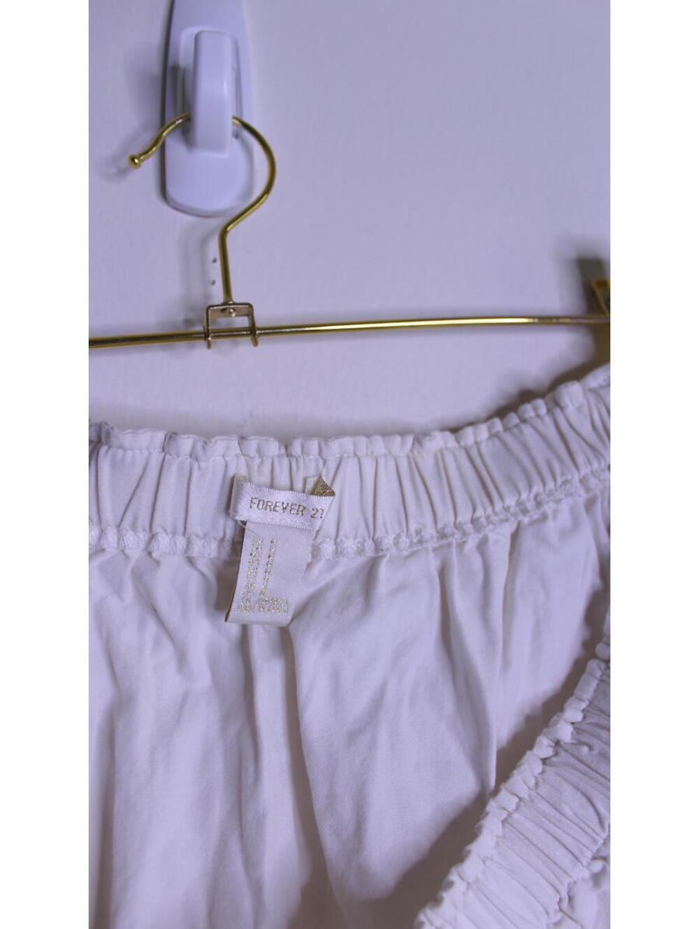 F21 White Floral Trim Off Shoulder Peasant Blouse - Medium - Picture 4 of 4